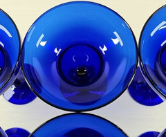 6) Pier 1 Cobalt Blue Margarita Glasses Set Cocktail Drinking Stemware Party Lot