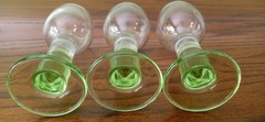 Set of 3 Liquor Cordial Shot Glasses Green Stem maybe Bormioli Rocco Limoncino ?