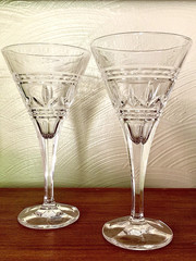 Vtg Set of 2 Royal Limited RLZ7 Crystal Water Goblets 8″ Bohemia Czech Republic