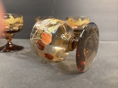 4 Antique Enamel Glass Cup/Wine Stem/Enamel/Moser/Bohemina C1920/Goblet/Red/Gold
