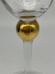 Gibson Golden Solitaire Water 12 Oz Goblet Wine 24K Optic Glass Steam 8.5″ Vtg