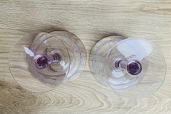 Central Glass Works Lavender Depression Glass Champagne Coupe Tall Sherbet Set 2