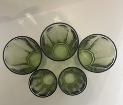 HAZEL ATLAS Vintage Mount Vernon Avocado Panel Glass Tumblers Juice Set of 5