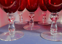 Ruby Red Goblets Home Essentials 14oz Water Wine Glasses 7.25″ Hand Blown SET 2