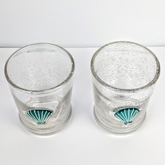 Handcrafted Bubble Glass Drinking Tumbler Embedded Shell Charms [Set of 2] 12 oz