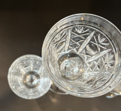 Vintage Crystal Wine Glasses Star/Fan Pattern Goblets Set Of 5 Likely European