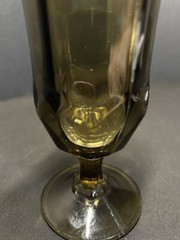 1 1970’s Vintage Duz Crystal D2Z1 Smokey Brown Water Goblet Wine Pedestal Glass