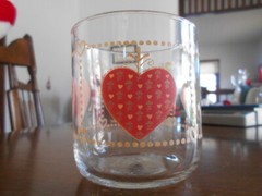 Heartwarming Tumbler 8 oz. Juice Glass Tienshan Folkcraft Pink Blue Green !