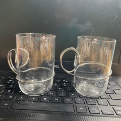2 Iittala Finland Latte Coffee Mix Hot Cold Drink Glasses Modern Looped Handle
