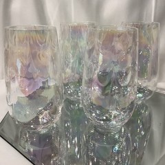 West Virginia Iridescent Loop Optic Rainbow 5.75” Juice Water Tumbler – Set of 4