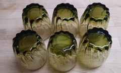 Set of 6 Central Park Anchor Hocking Starfire Green Old Fashioned/On the Rocks