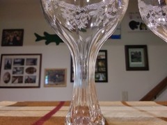 Central Glass Works Etch 11 Hollow Stem Champagne Glasses