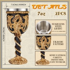 2 Pcs Medieval Cups and Goblets Dragon Wine Goblet Chalice Goblet 7 oz Resin …