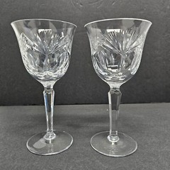 Vintage Clear Cut Glass Water Goblets 6.75″ Tall Set of 2 NO Chips