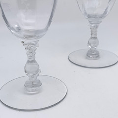 Set of 2 Cambridge Glass Etched Portia Clear Stemmed ICED TEA GOBLETS 7-1/2″H