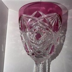 Baccarat Crystal LAGNY Pattern Rose Cut to Clear Rhine Hock Wine Glass 8″ H BOX