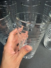 Libbey HOOPS Crisa Clear Ribbed Tumbler Glasses Set of 6 6”