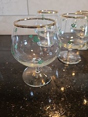 Vintage Glassware From Ireland With Clovers On It Cognac,Brandy, Snifter, St Pat
