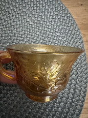 Vintage Indiana Glass Harvest Grape Marigold Carnival Punch Cups Set of 6 Amber