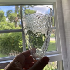 8 Vintage Arcoroc France Clear Molded Embossed Fruit Design Goblets Wine Water