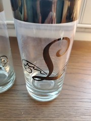 VTG Monogram Drinking Glasses Initial Letter L Dorothy Thorpe Set of 8 Silver MC