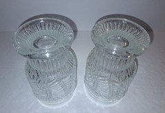 Set of Two Vintage Glass Tumblers Embossed Leaf/Feather Pattern Tapered