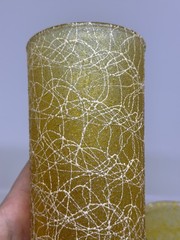 VTG 50s Spaghetti String Highball Glass Tumblers MCM Barware Cups Set 2 Yellow