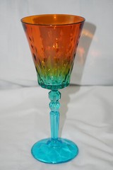 Venetian Glass Ombre Gradient & Diamond Pattern Orange / Blue Glass, 8 1/8″ (B5)