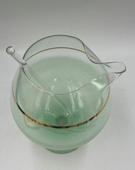 VTG Blendo Frosted Glass Green Cocktail Martini Snifter Style Pitcher w/ Stirrer