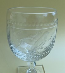 Thomas Webb Engraved Coal Tit Bird Crystal Drinking Glass Goblet ENGLAND