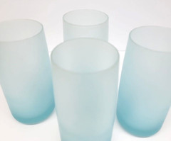 Set of 4 Vintage Ice Blue Frosted Beverage/Drinking Glasses/Tumblers 6″Tall