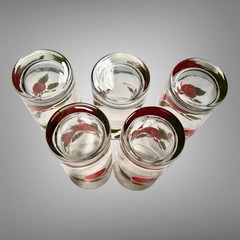 Set of 5 Franciscan Apple 6 1/4″ Tall Glass Tumblers 15 Oz Juice Iced Tea