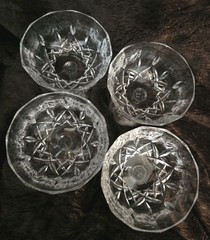 Vintage Clear Pressed Cut Glass Champagne Coupe Sherbet Glasses Set of 4…