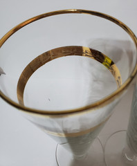 Vintage MCM Libbey Gold Laurel Leaf Border and Rim, Twisted Stem, Pilsner, (6)
