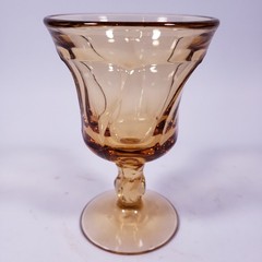 Vintage FOSTORIA Jamestown Amber Swirl Pedestal Wine Juice GLASS GOBLET SET x 3