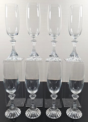 8) Mikasa The Ritz Fluted Champagne Set Vintage Crystal Clear Stemware Retro Lot