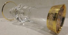 Murano Engraved Hand Blown Glass Wine Glass 16,5cm Clear Medici Gold Trim