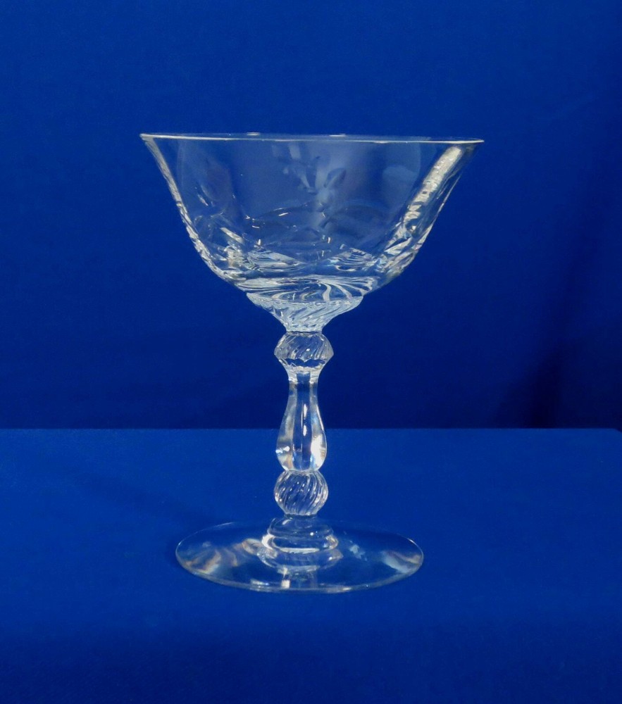 Heisey Barcelona Champagne Cut 941 Fan Dots Bowl Stem 3408 USA bfe3117