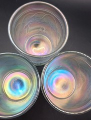 Set of 3 Westward Ho White Carnival Glass Tumbler Terry Crider