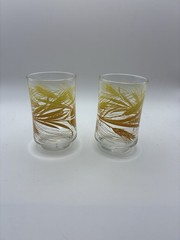 Vintage Libbey Golden Wheat Harvest Pattern 5 Oz Juice Glass Ex Cond Set Of 2