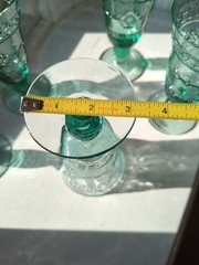 6 Mikasa Studio Nova Adirondack Aztec Southwestern Green Glass Goblets 7″ Tall