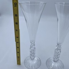 Vtg French Cristal D’Arques Champagne Flutes Millenium 2000 Crystal