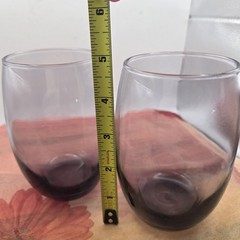 VTG Amethyst Purple Glass Stemless Wine Tumblers Set 2