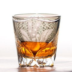 Colored Glasses Crystal Whiskey Hand Carved Glass Bohemian Amber Color 10.6oz