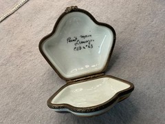 VINTAGE LIMOGE’S PILL BOX COBALT & GOLD FRANCE PINK POPPY FLORAL SIGNED NUMBERED