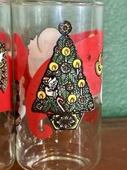 VTG Set of 4 Libbey Christmas Happy Holidays Glasses Tumblers Santa Tree Angel