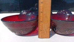 LUMINARC ARCOROC CRISTAL D’arques DURAND FRANCE SET OF 6 RUBY RED 5 1/2″ BOWLS !