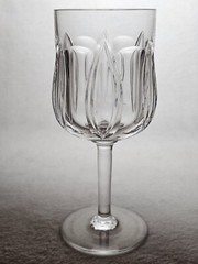 Signed Val St. Lambert Elegant Wine Glass Cut Oval Panel Design