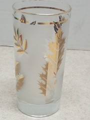 Libbey MCM Vintage Frosted Glass & Gold Leaf 12 Oz Flat Tumbler Replacement