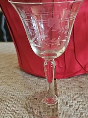 Vintage Set of 6 Crystal floral etched 3oz. aperitif / cordial wine glass 4.25″H